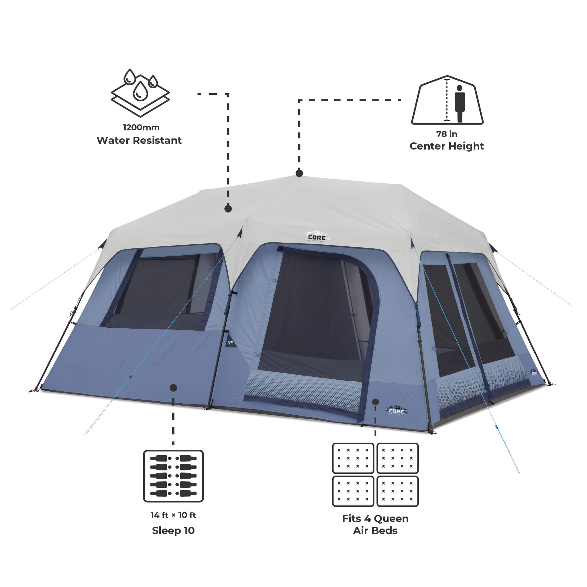 10 Person Instant Cabin Tent - Image 3