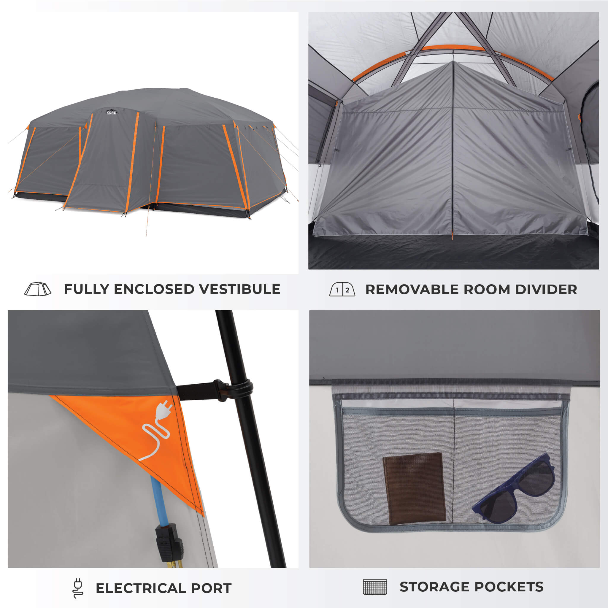 12 Person Straight Wall Cabin Tent with Full Rainfly - Image 5