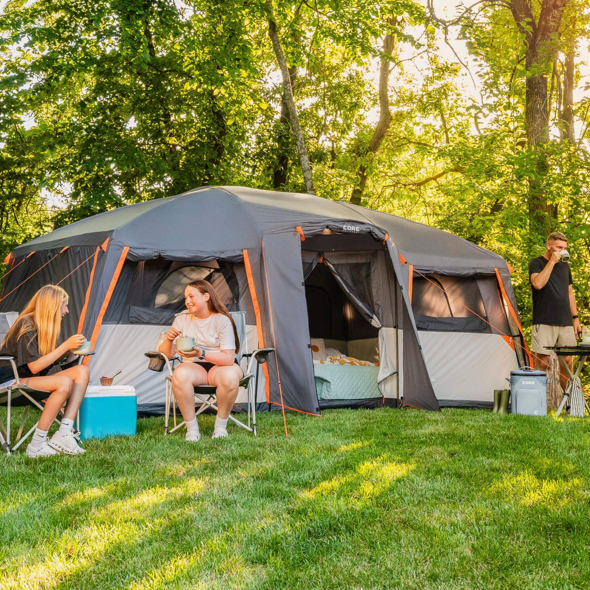 12 Person Straight Wall Cabin Tent with Full Rainfly - Image 2