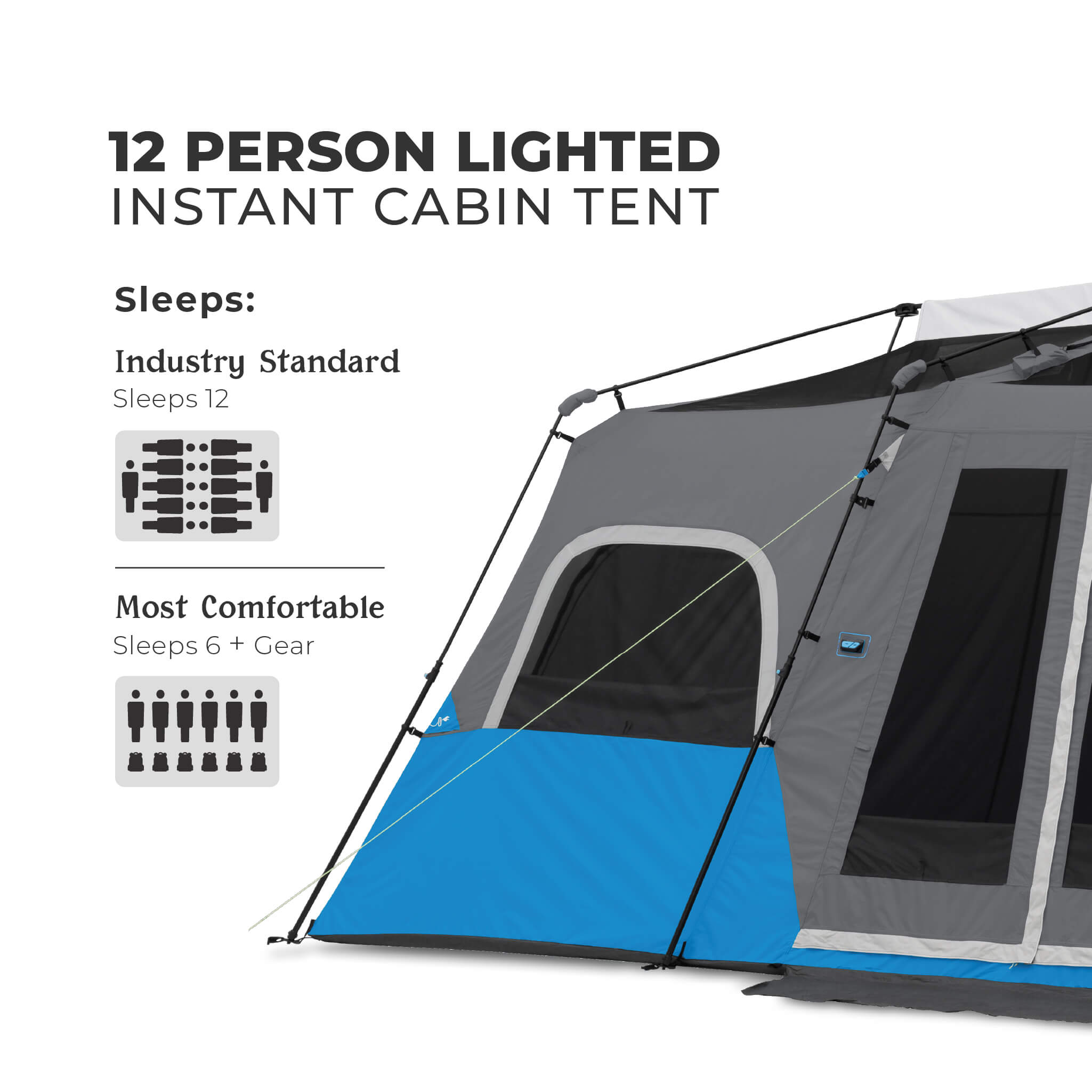 12 Person Lighted Instant Cabin Tent - Image 8