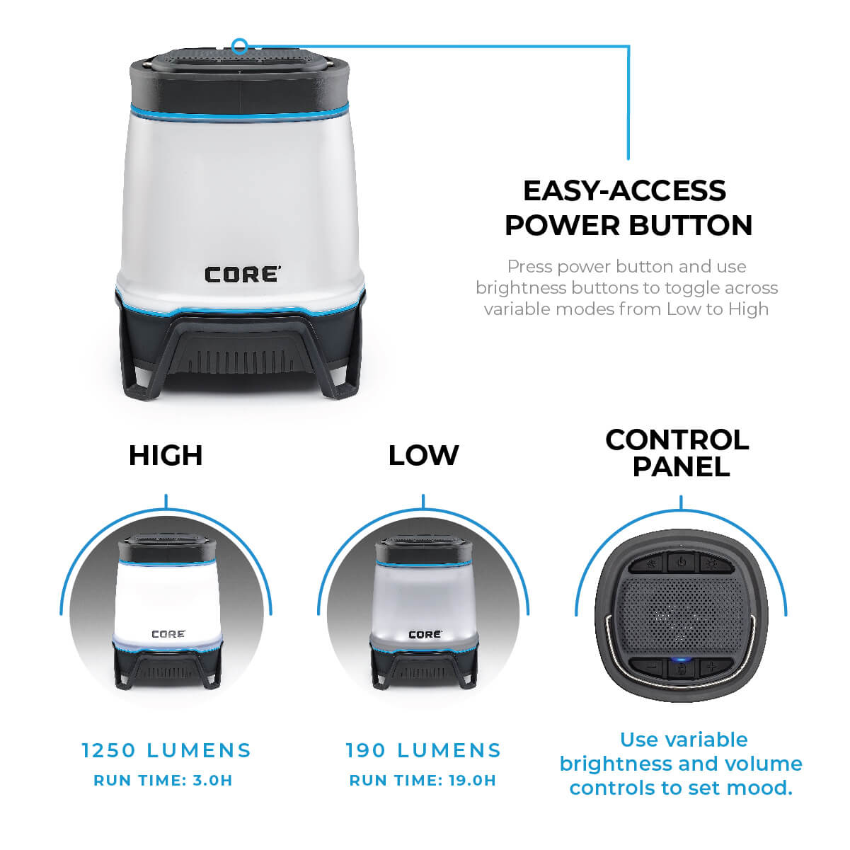 1250 Lumen Rechargeable Lantern with Bluetooth Speaker - Image 3