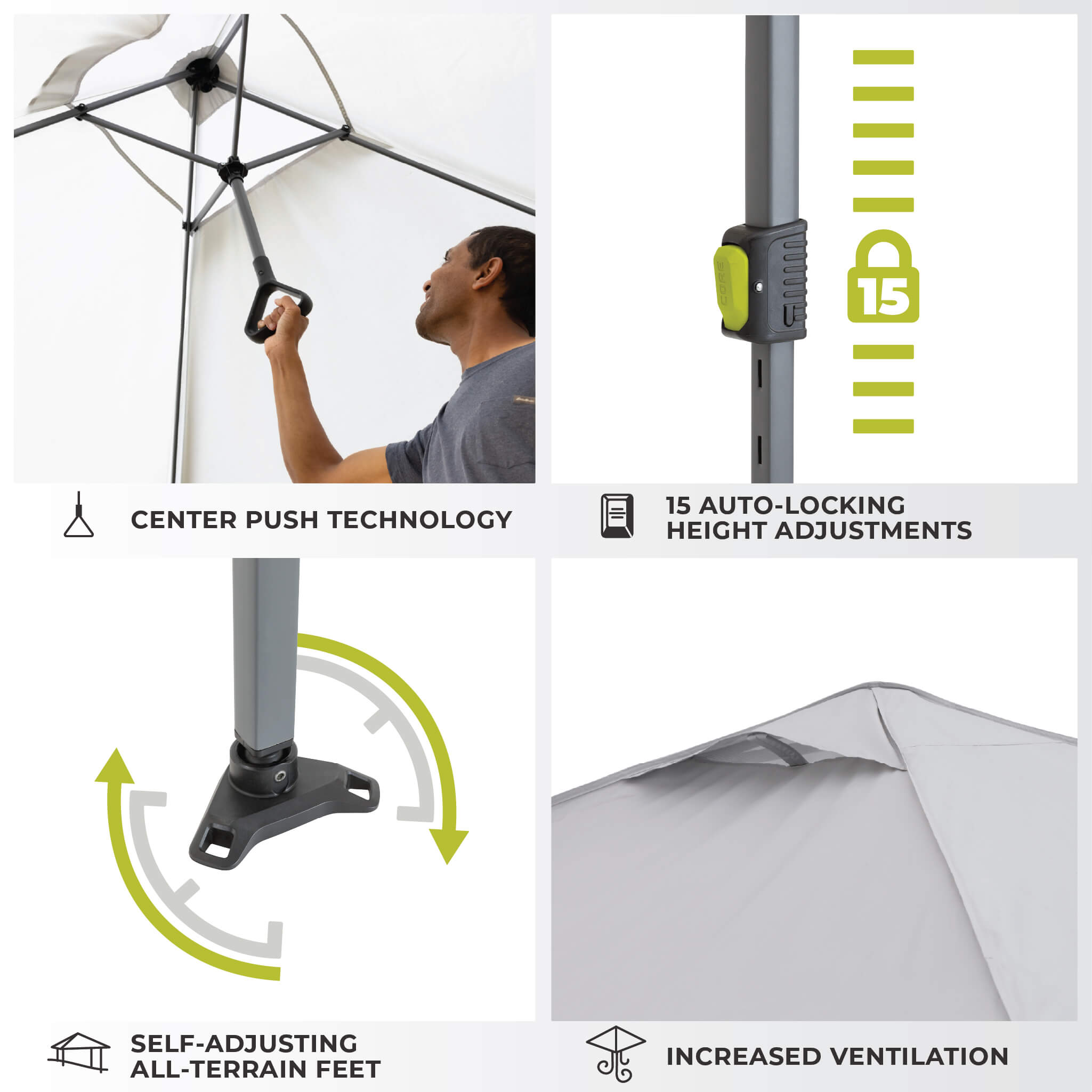 13' x 13' Center Push Eaved Instant Canopy - Image 5