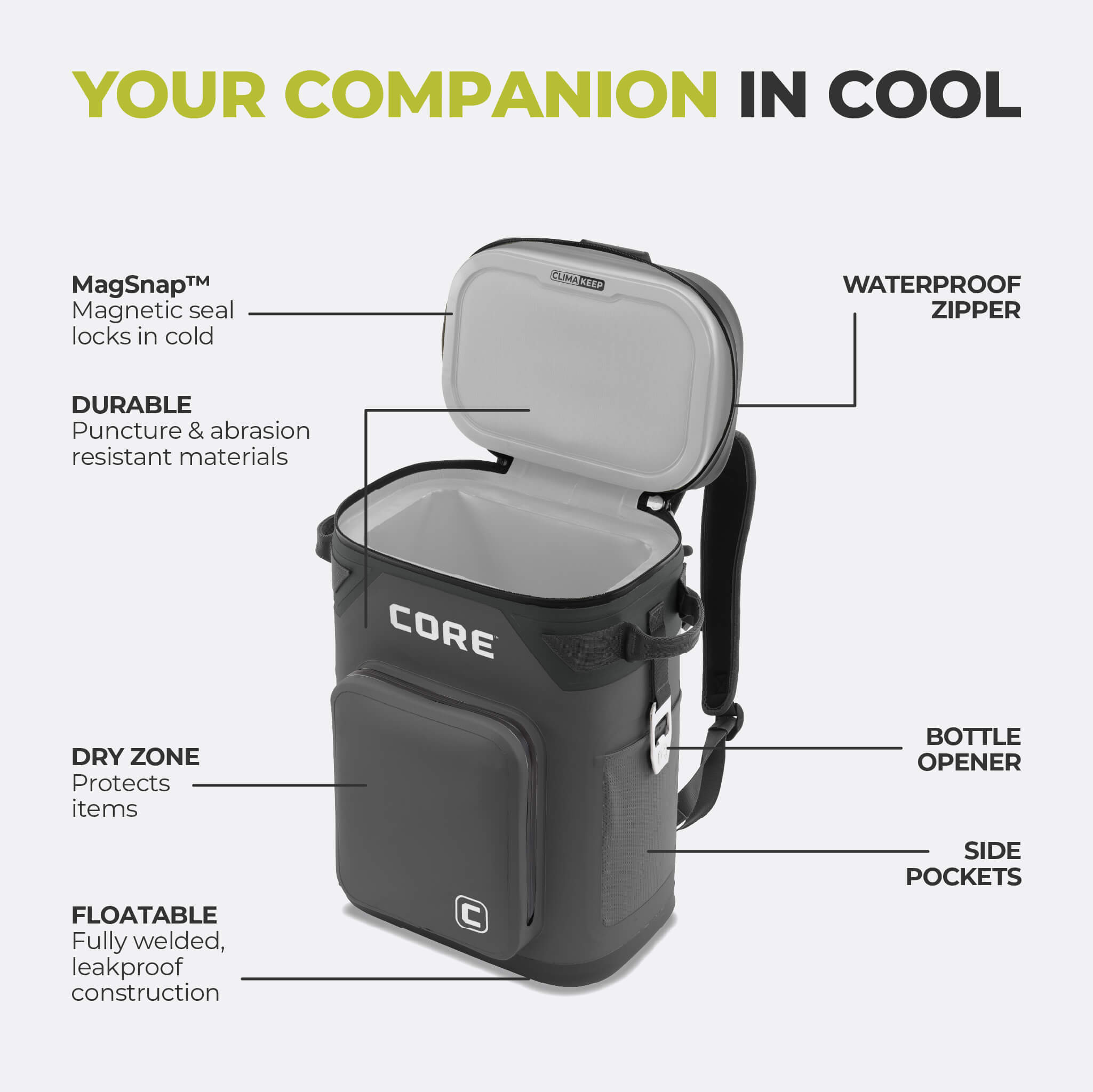CLIMAKEEP 24 Can Magnetic Backpack Soft Cooler - Image 20