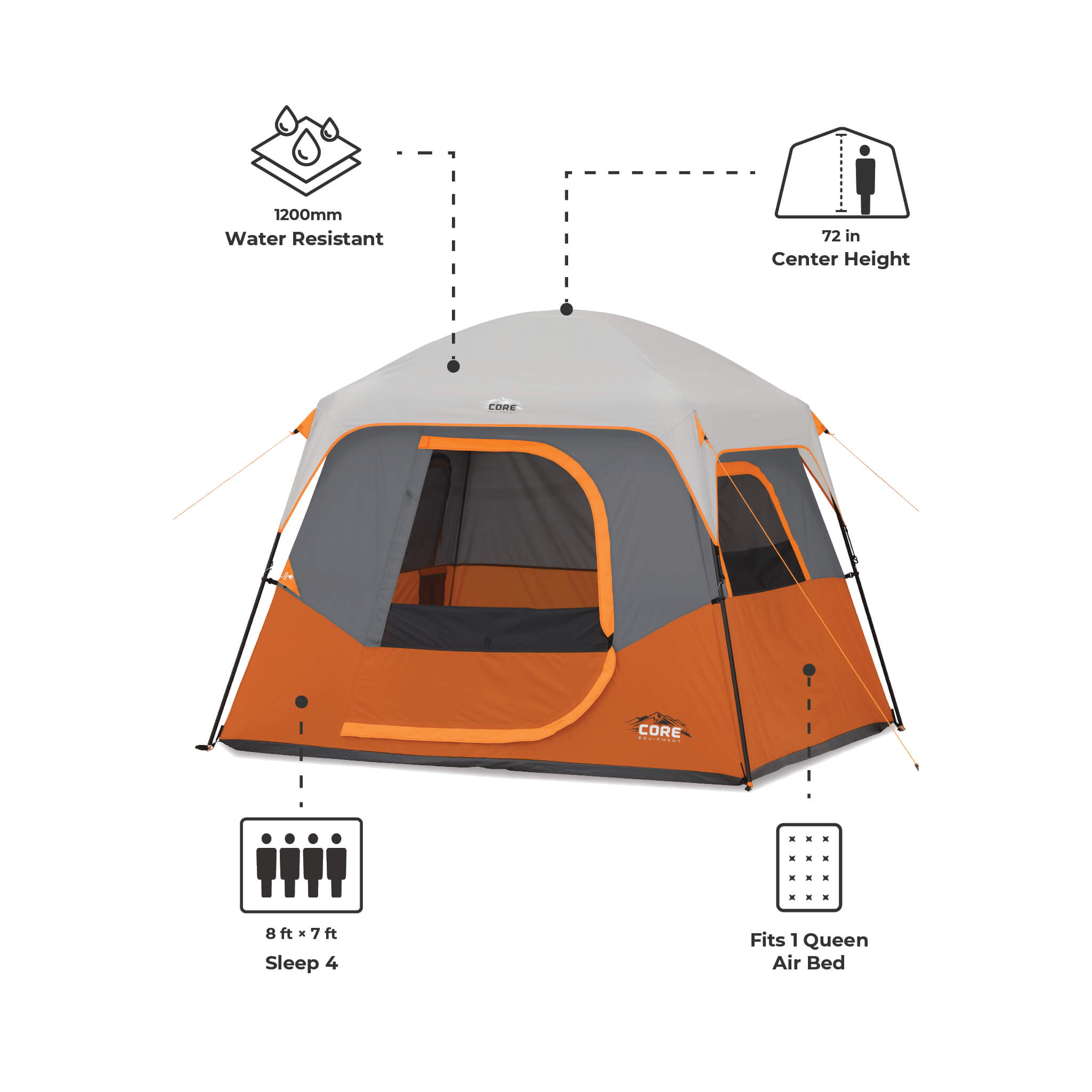4 Person Straight Wall Cabin Tent - Image 3