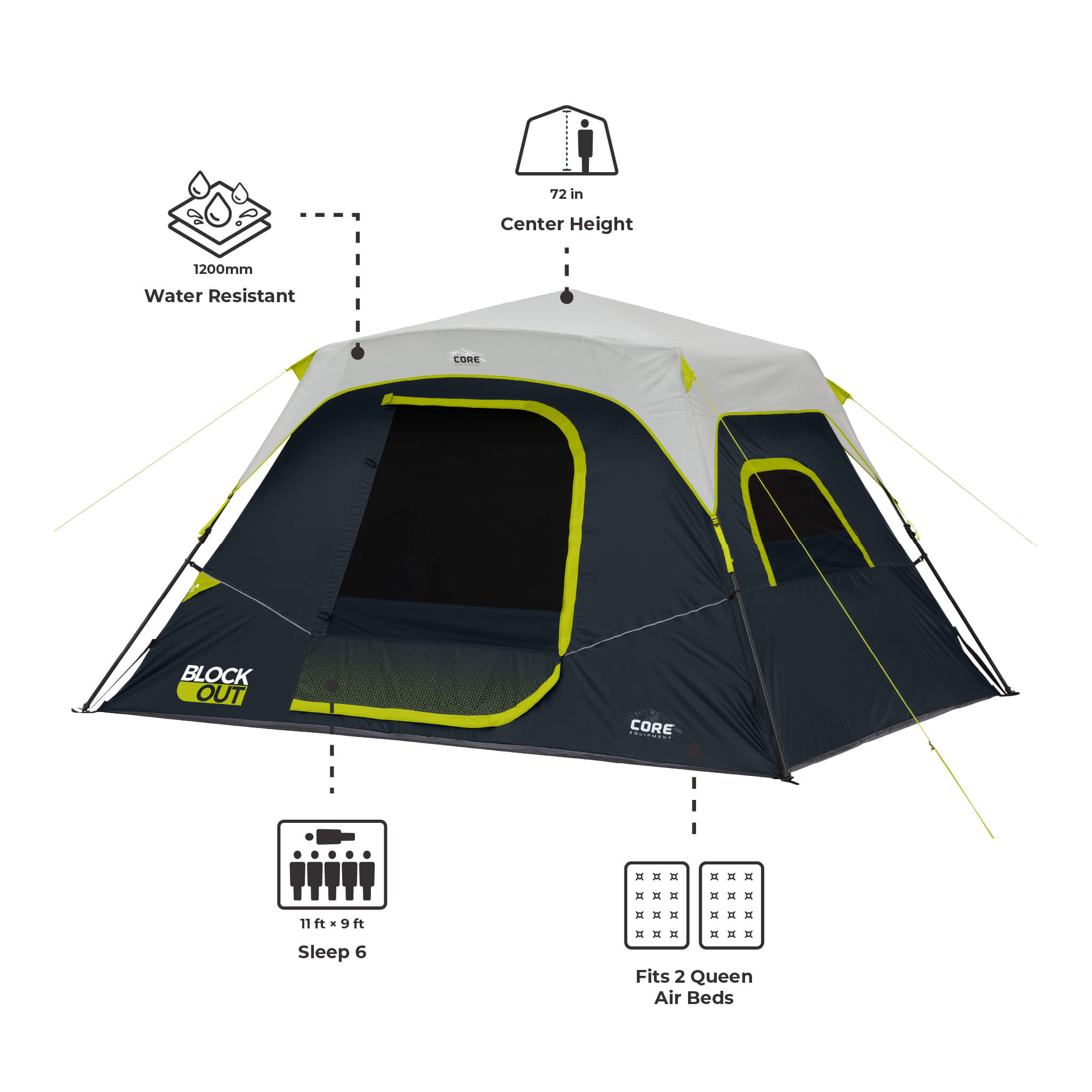 6 Person Blockout Instant Cabin Tent - Image 3