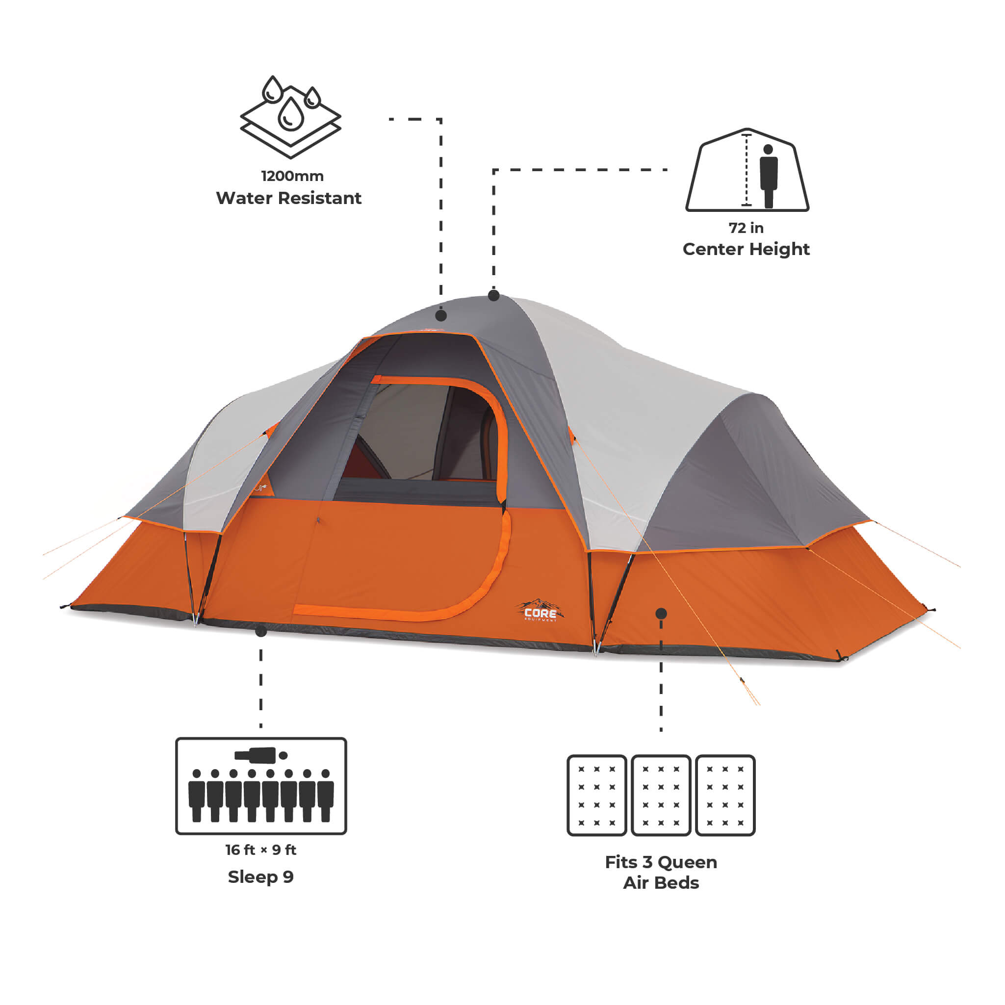 9 Person Extended Dome Tent - Image 3